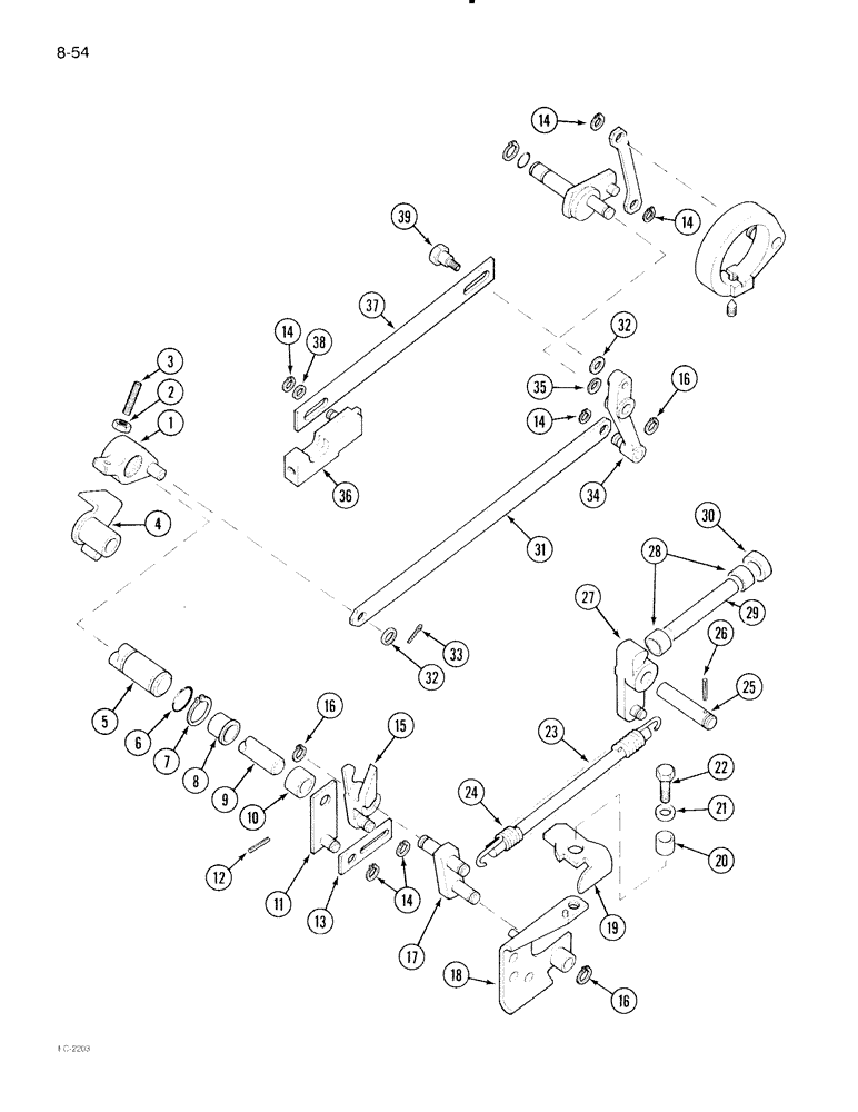 Схема запчастей Case IH 695 - (8-54) - DRAFT CONTROL, INTERNAL CONTROL LINKAGE (08) - HYDRAULICS