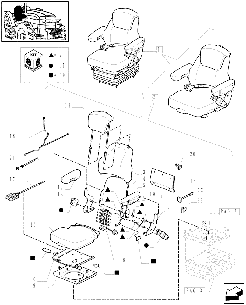 Схема запчастей Case IH MXM120 - (1.93.3/ G[01]) - (VAR.964) DELUXE AIR SEAT WITH REELING SEAT BELT AND HEATED CUSHION - BREAKDOWN (10) - OPERATORS PLATFORM/CAB