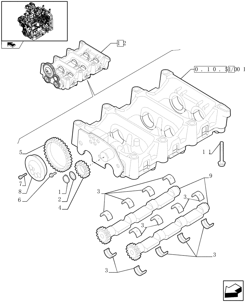 Схема запчастей Case IH FARMALL 95N - (0.10.5/01[01]) - DYNAMIC BALANCER, GEARS & SHAFTS (01) - ENGINE