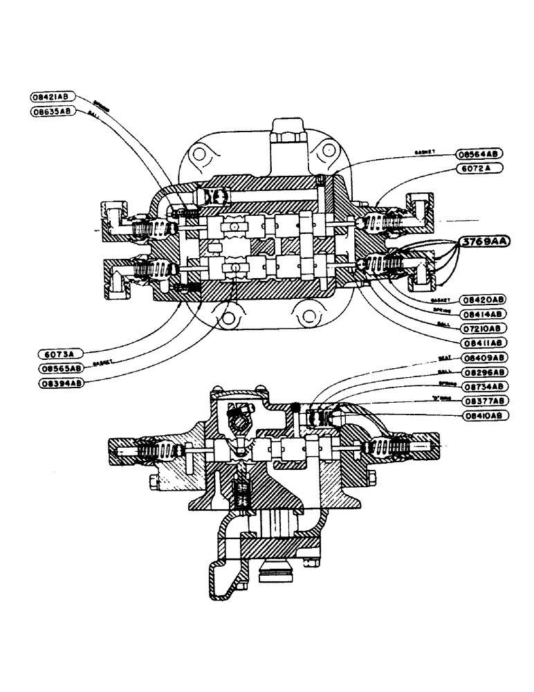 Схема запчастей Case IH 600-SERIES - (122) - HYDRAULIC CONTROL UNIT, HYDRAULIC VALVE AND PUMP ASSEMBLY (08) - HYDRAULICS