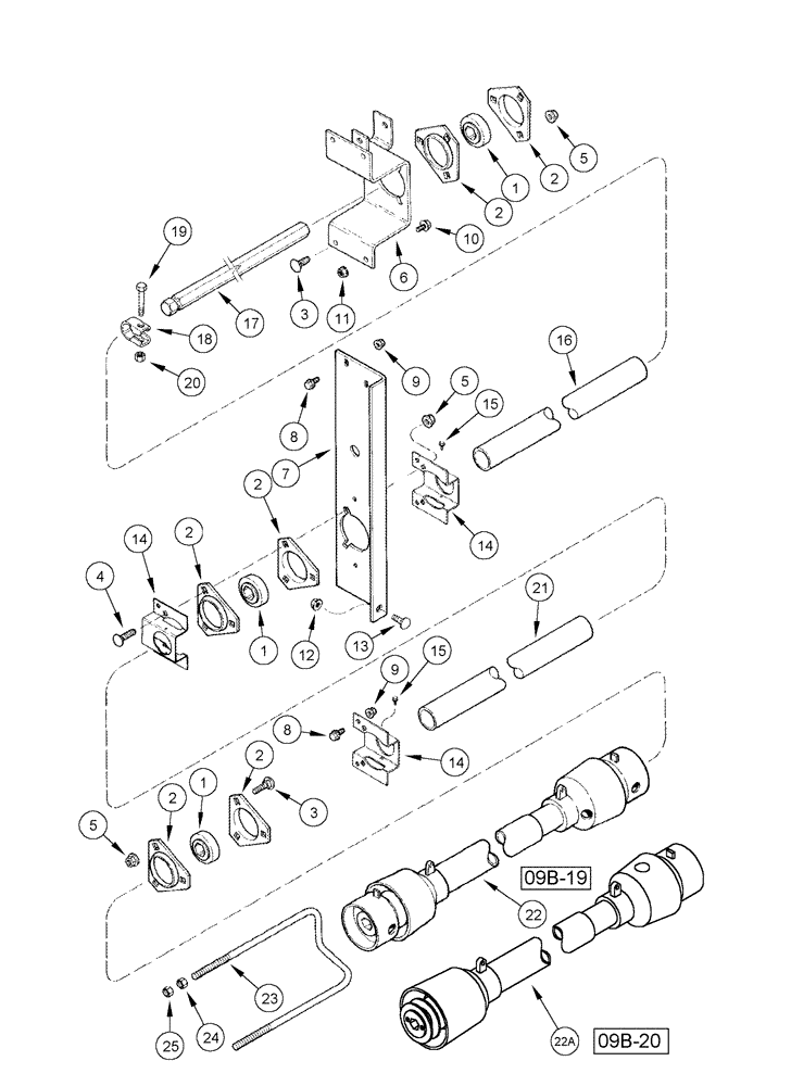 Схема запчастей Case IH 1020 - (09B-16) - KNIFE JACKSHAFT DRIVE - 30.0 FOOT HEADER (09) - CHASSIS/ATTACHMENTS