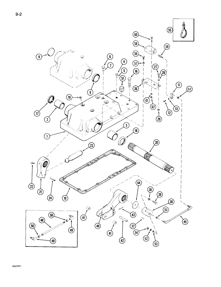 Схема запчастей Case IH 7140 - (9-002) - HITCH ROCKSHAFT (09) - CHASSIS/ATTACHMENTS