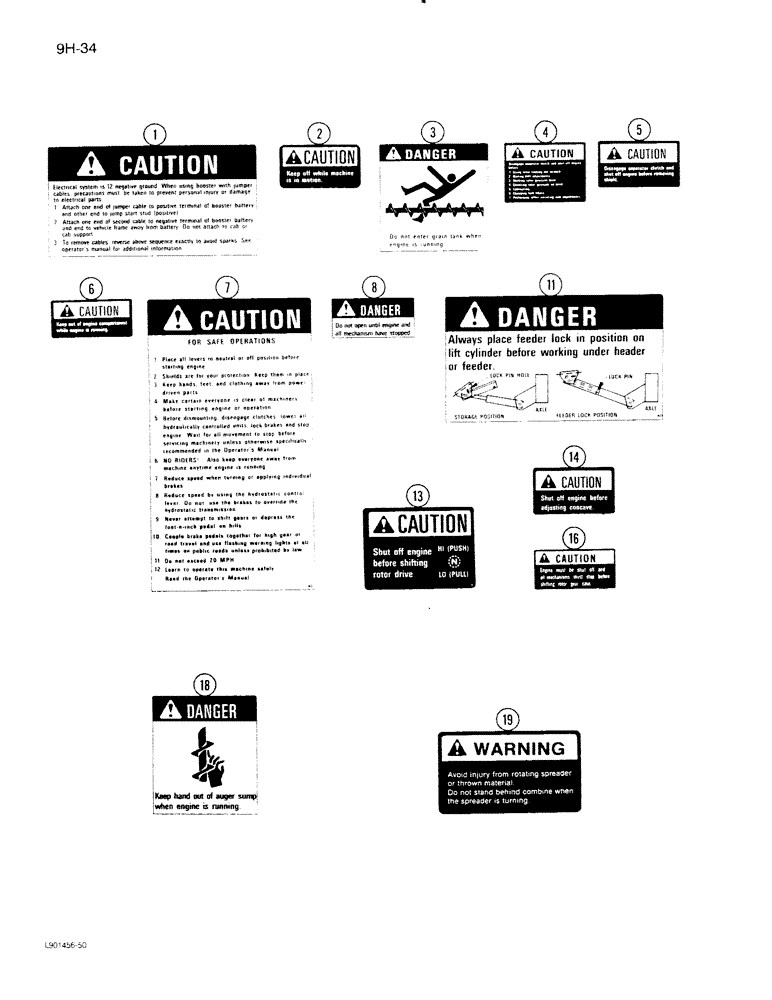 Схема запчастей Case IH 1620 - (9H-34) - DECALS, SAFETY (12) - CHASSIS