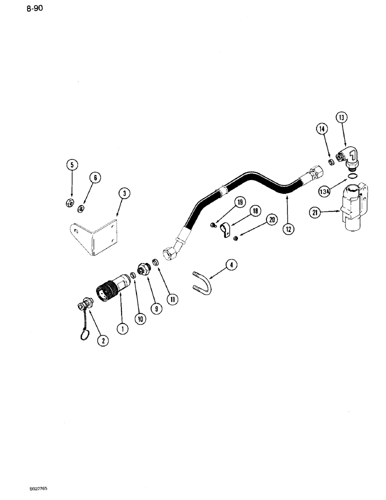 Схема запчастей Case IH 7110 - (8-90) - HYDRAULIC MOTOR OIL RETURN ATTACHMENT, TRANSMISSION SERIAL NUMBER AJB0018756 THROUGH AJB0044914 (08) - HYDRAULICS