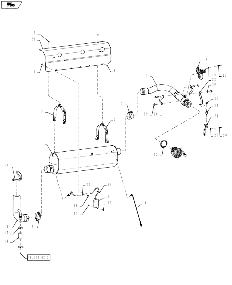 Схема запчастей Case IH 7230 - (10.254.02) - EXHAUST/MUFFLER 7230 T4 (10) - ENGINE