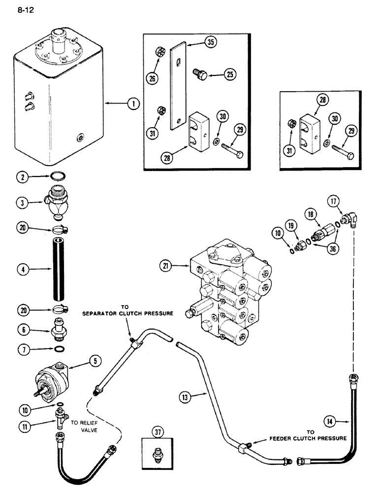 Схема запчастей Case IH 1620 - (8-012) - HEADER LIFT SUPPLY CIRCUIT (07) - HYDRAULICS