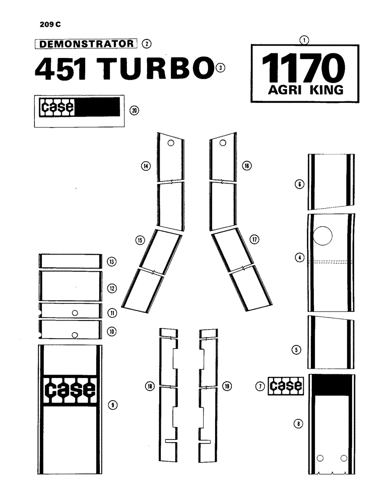 Схема запчастей Case IH 1170 - (209C) - DEMONSTRATOR DECALS (09) - CHASSIS/ATTACHMENTS