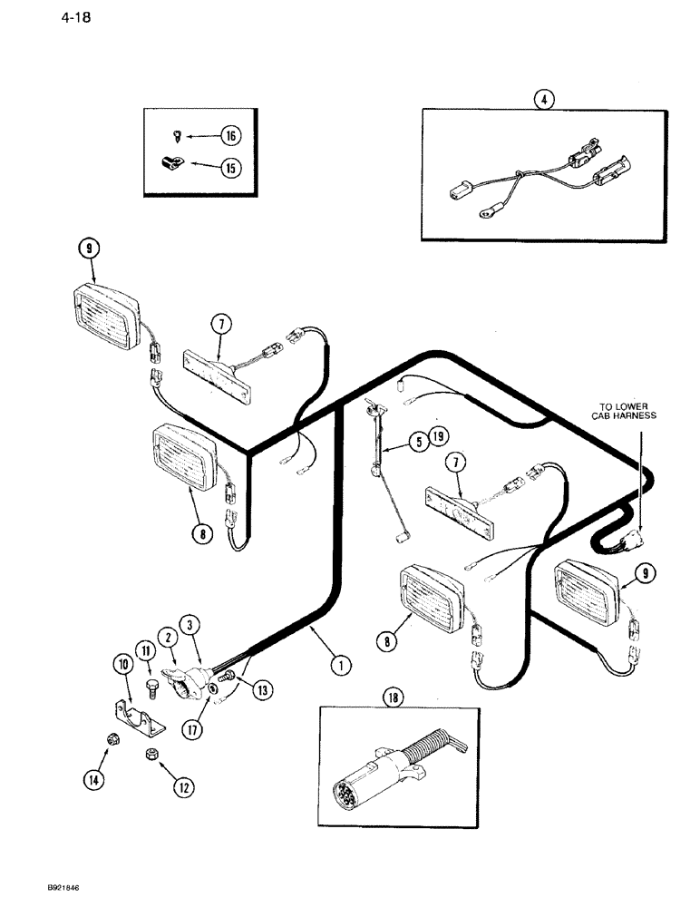 Схема запчастей Case IH 7110 - (4-18) - CAB FENDER HARNESS (04) - ELECTRICAL SYSTEMS