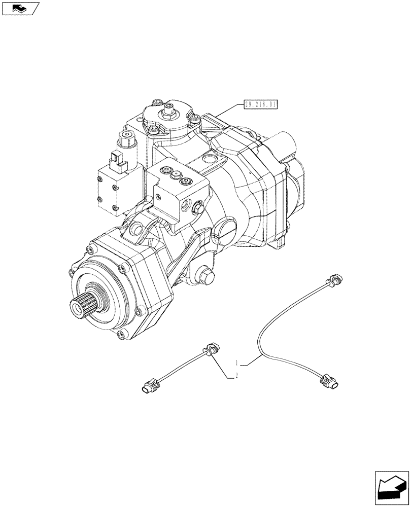 Схема запчастей Case IH PUMA 230 - (55.414.07) - HYDROSTATIC PUMP HARNESS AND SPEED SENSOR (55) - ELECTRICAL SYSTEMS