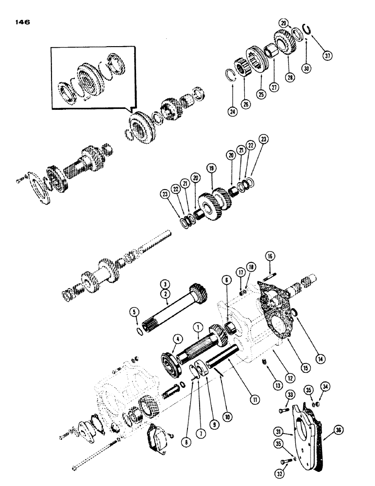 Схема запчастей Case IH 430 - (146) - DUAL RANGE GEAR BOX (06) - POWER TRAIN