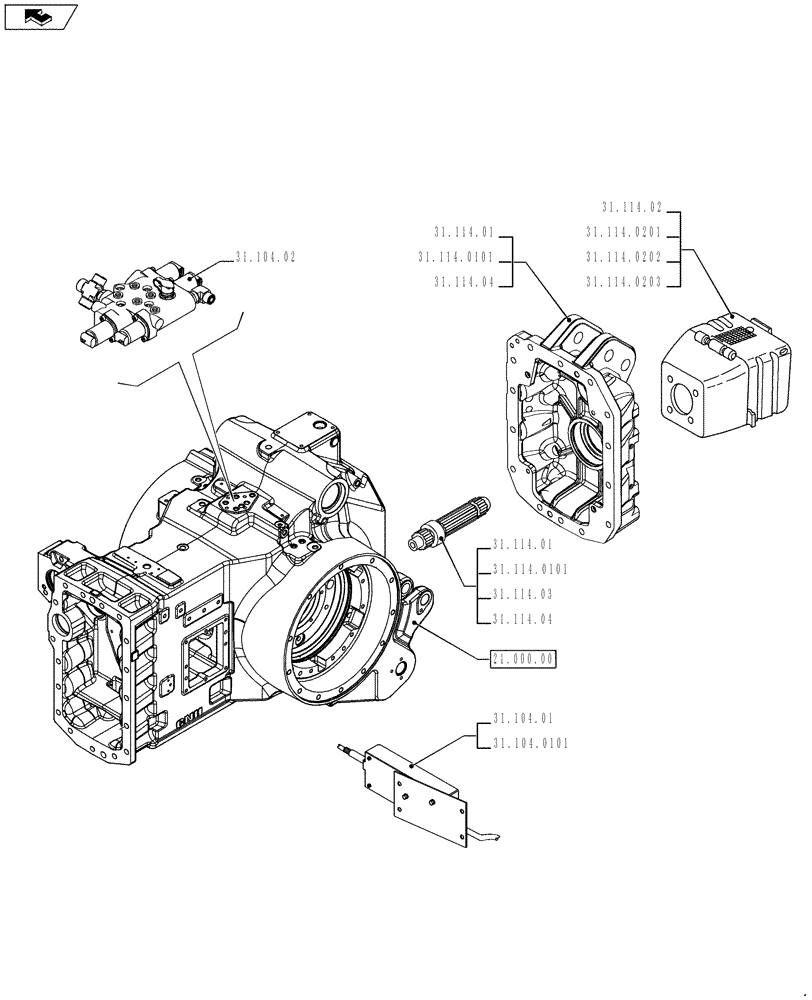 Схема запчастей Case IH PUMA 230 - (31.000.00) - PICTORIAL INDEX - IMPLEMENT POWER TAKE-OFF (31) - IMPLEMENT POWER TAKE OFF