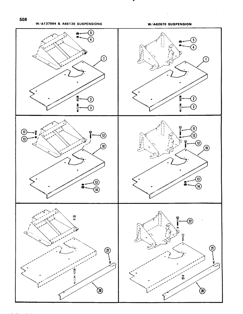 Схема запчастей Case IH 1070 - (0508) - SEAT SUSPENSION SUPPORTS, WITHOUT CAB, USED TRACTOR SERIAL NUMBER 8727601 TO 8802110 (09) - CHASSIS/ATTACHMENTS