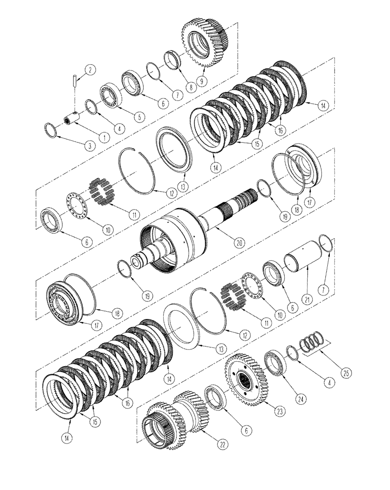 Схема запчастей Case IH STX375 - (06-26) - SECOND SHAFT ASSY (06) - POWER TRAIN