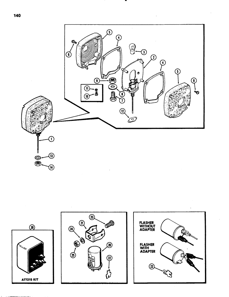 Схема запчастей Case IH 1070 - (0140) - FLASHER LAMP, SQUARE TYPE, WITH CAB (04) - ELECTRICAL SYSTEMS