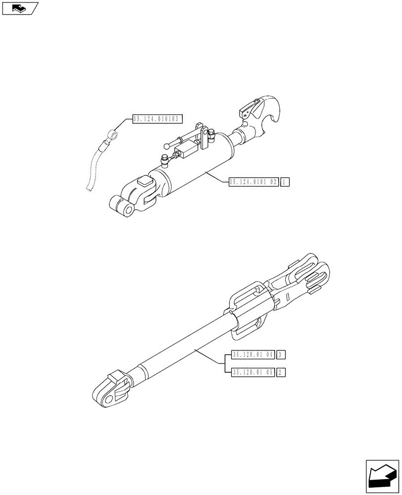 Схема запчастей Case IH PUMA 185 - (35.124.0101[01]) - HYDRAULIC TOP LINK FOR ALL LINKAGE OPTIONS - HYD. LIFT ROD AND TOP LINK (VAR.728237) (35) - HYDRAULIC SYSTEMS