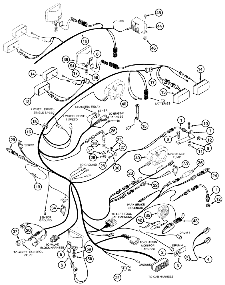 Схема запчастей Case IH 2555 - (04-16) - HARNESS, CENTER TO REAR JJC0157150- (06) - ELECTRICAL SYSTEMS