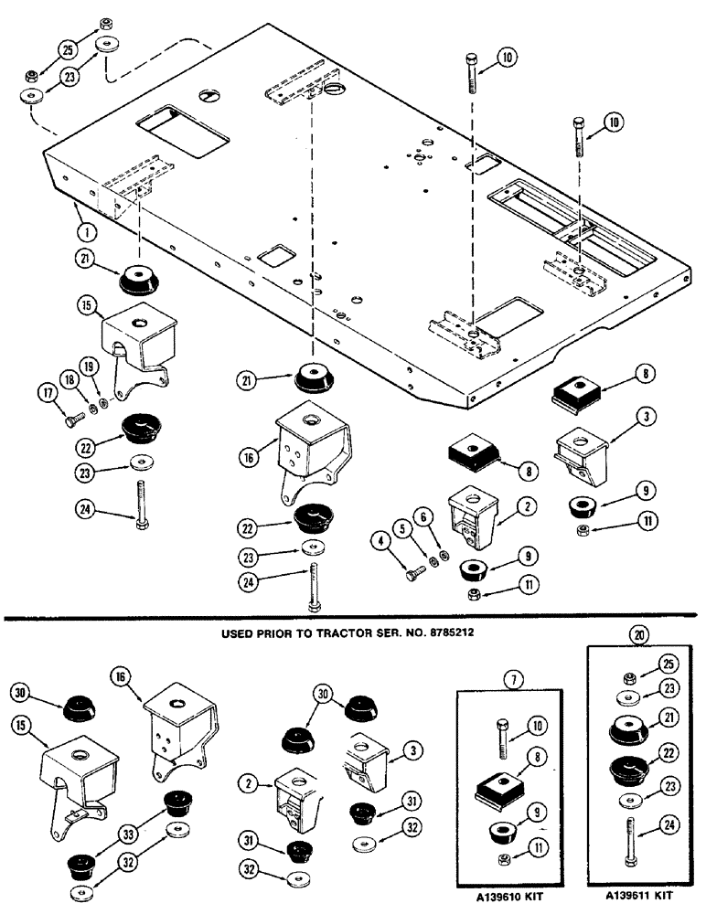 Схема запчастей Case IH 1370 - (396) - PLATFORM MOUNTS, FIRST USED P.I.N. 8785212 (09) - CHASSIS/ATTACHMENTS