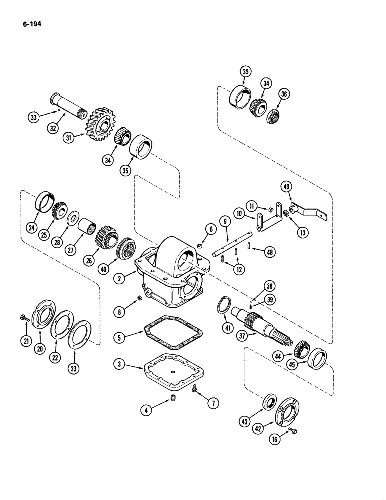 Схема запчастей Case IH 2094 - (6-194) - TRANSFER GEARBOX, MFD TRACTORS, TRANSMISSION SERIAL NO. 16239354 AND AFTER (06) - POWER TRAIN