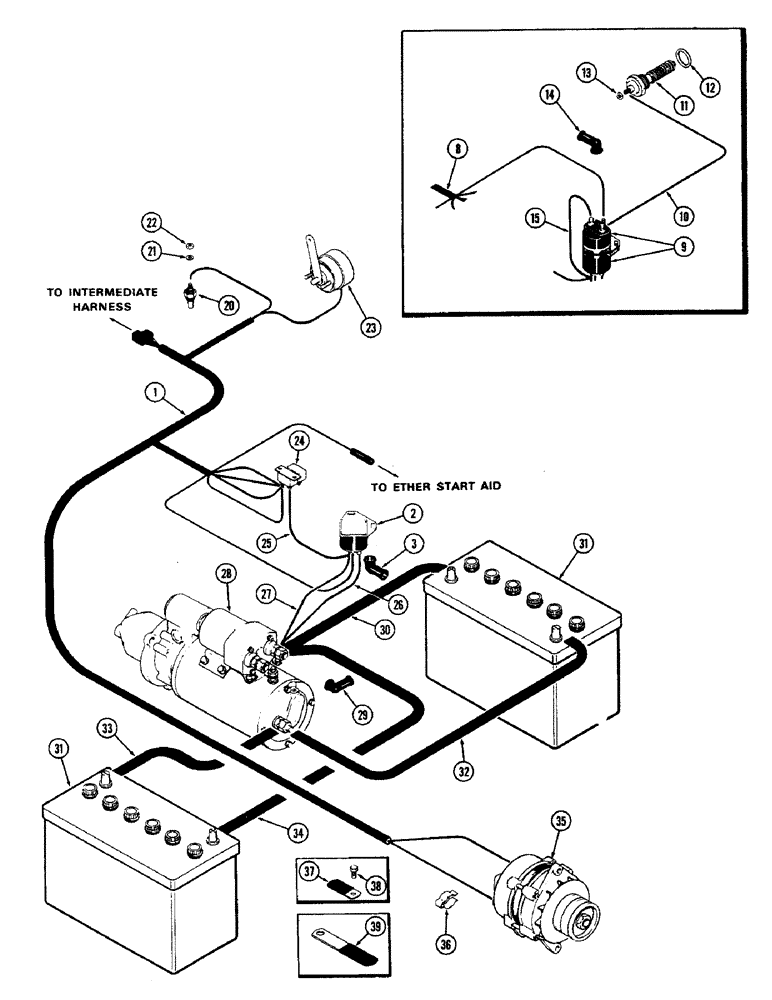 Схема запчастей Case IH 2470 - (058) - ELECTRICAL EQUIPMENT AND WIRING, 504BDT DIESEL ENGINE, ENGINE HARNESS, FIRST USED ENGINE S/N 2529467 (04) - ELECTRICAL SYSTEMS