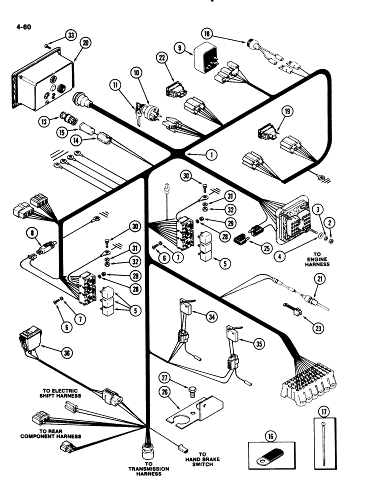 Схема запчастей Case IH 2294 - (4-060) - LOWER CAB HARNESS (04) - ELECTRICAL SYSTEMS