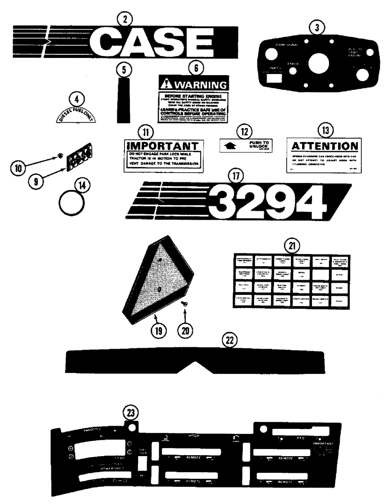 Схема запчастей Case IH 3294 - (9-424) - TRACTOR DECALS, CASE (09) - CHASSIS/ATTACHMENTS