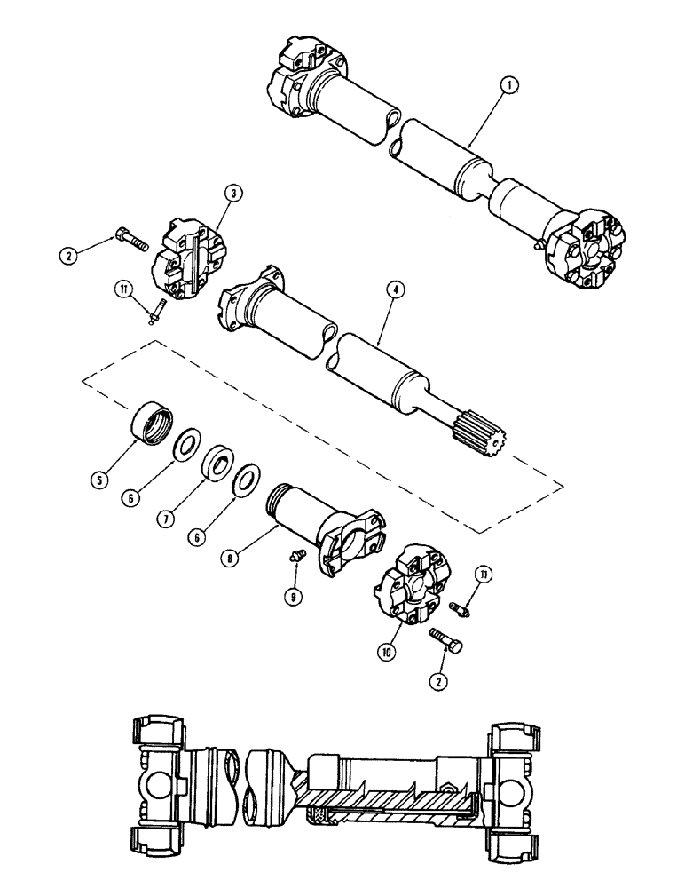 Схема запчастей Case IH 2470 - (180) - P.T.O. DRIVE SHAFT ASSEMBLY (06) - POWER TRAIN