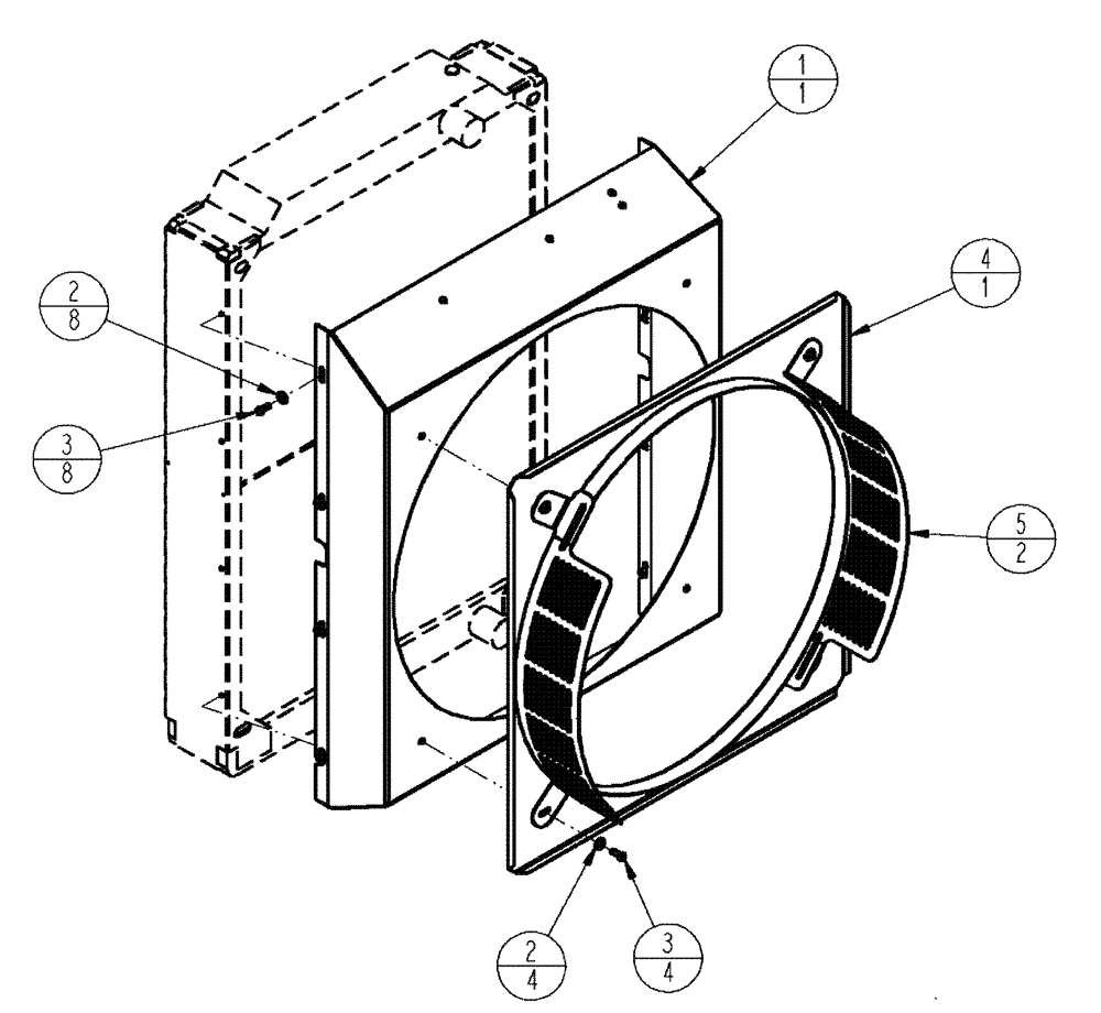 Схема запчастей Case IH TITAN 3020 - (02-023[01]) - FAN SHROUD GROUP (01) - ENGINE