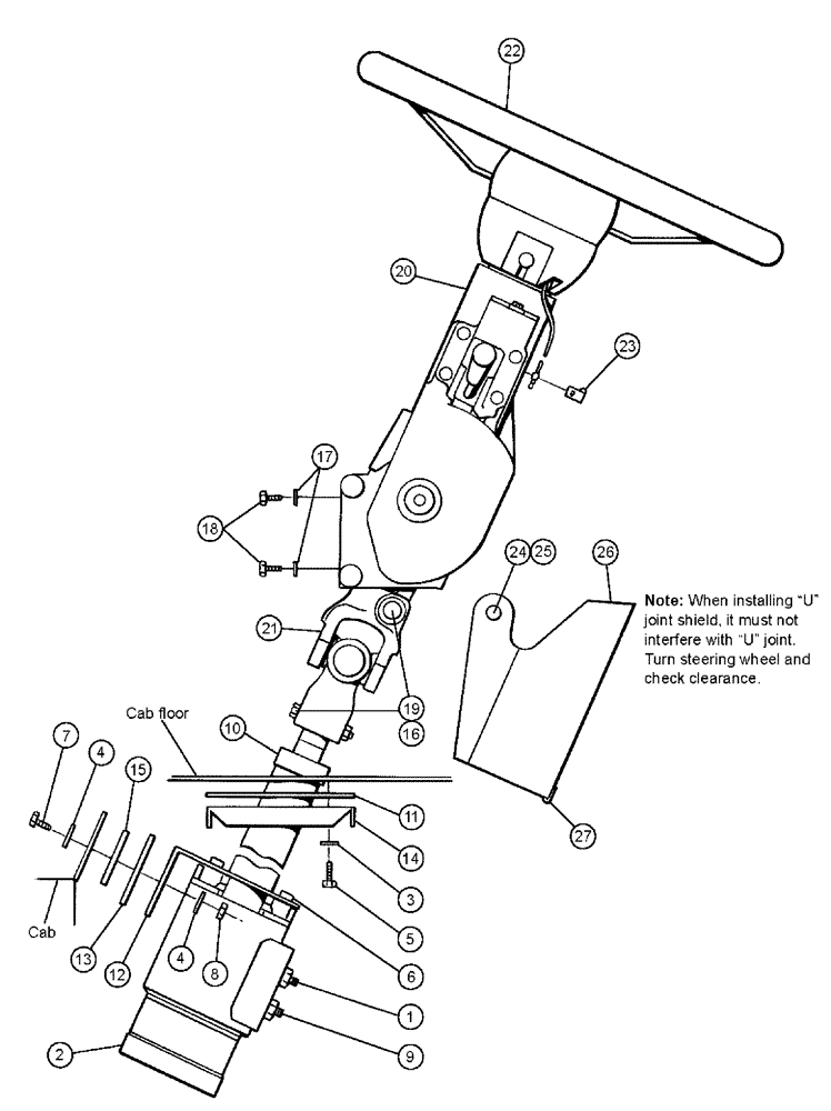 Схема запчастей Case IH 3210 - (01-010) - STEERING ASSEMBLY Cab Interior