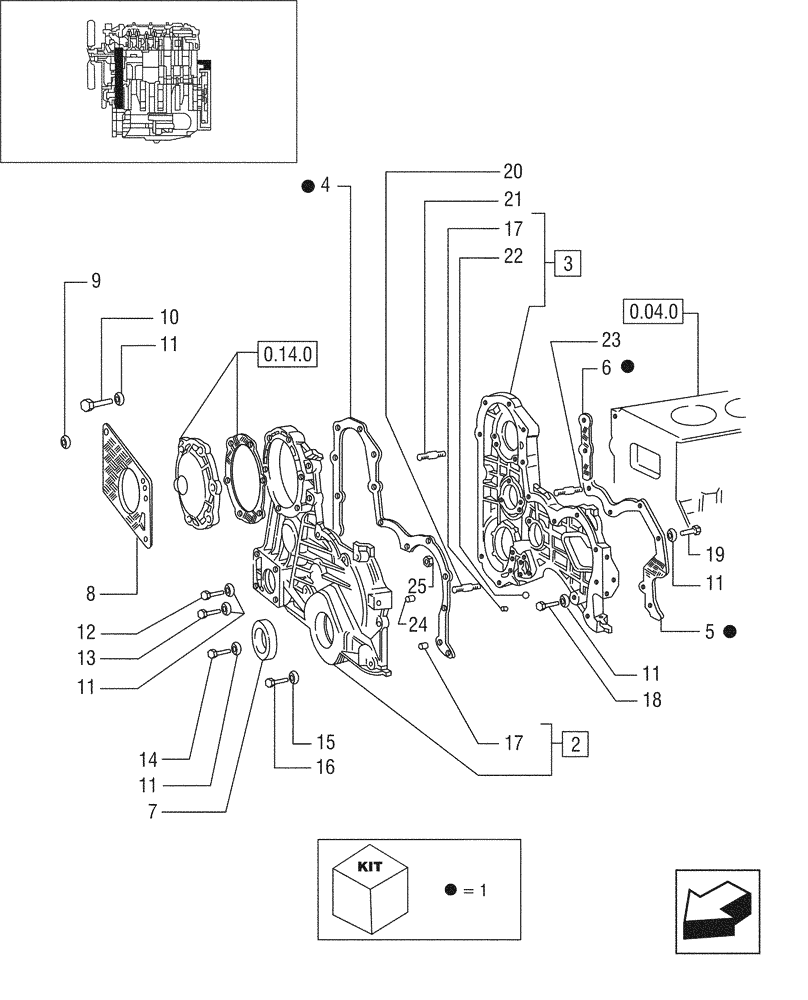 Схема запчастей Case IH JX95 - (0.04.3/01[01]) - CRANKCASE COVERS - TIER 1 ENGINE (01) - ENGINE