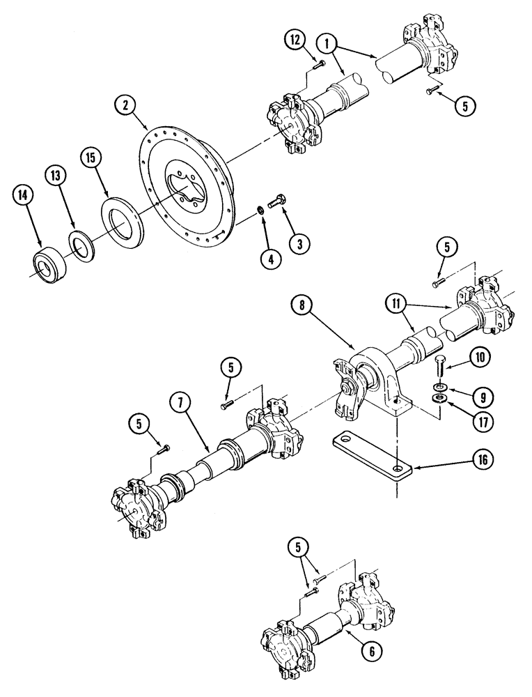 Схема запчастей Case IH STX275 - (06-45[02]) - DRIVE SHAFTS AND MOUNTING, WITH ACCUSTEER TRACTOR (06) - POWER TRAIN