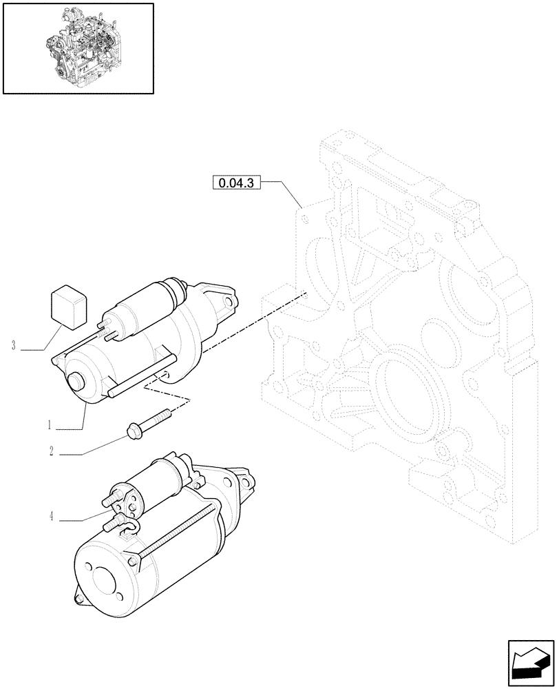 Схема запчастей Case IH MXU115 - (0.36.0) - STARTER MOTOR (01) - ENGINE