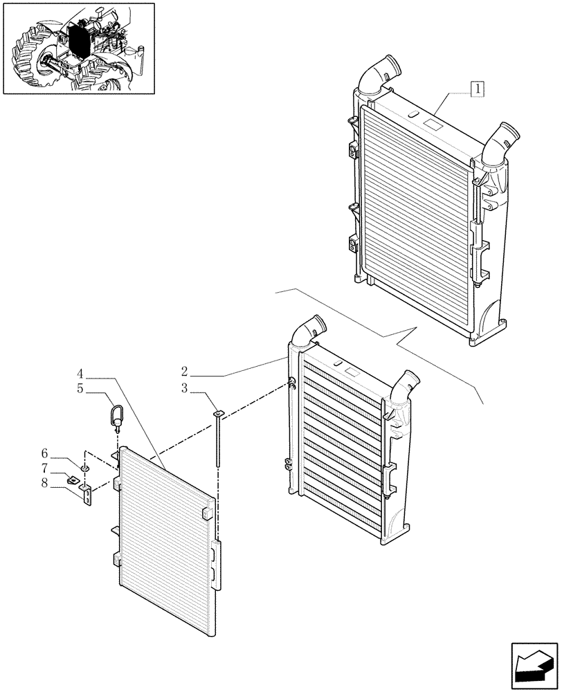 Схема запчастей Case IH MAXXUM 110 - (1.17.0/04B) - INTERCOOLER AND CONDENSER - BREAKDOWN (02) - ENGINE EQUIPMENT