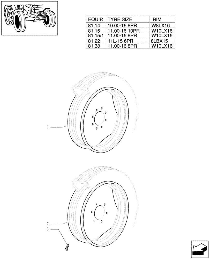 Схема запчастей Case IH MAXXUM 115 - (81.00) - 2WD FRONT WHEELS (11) - WHEELS/TRACKS