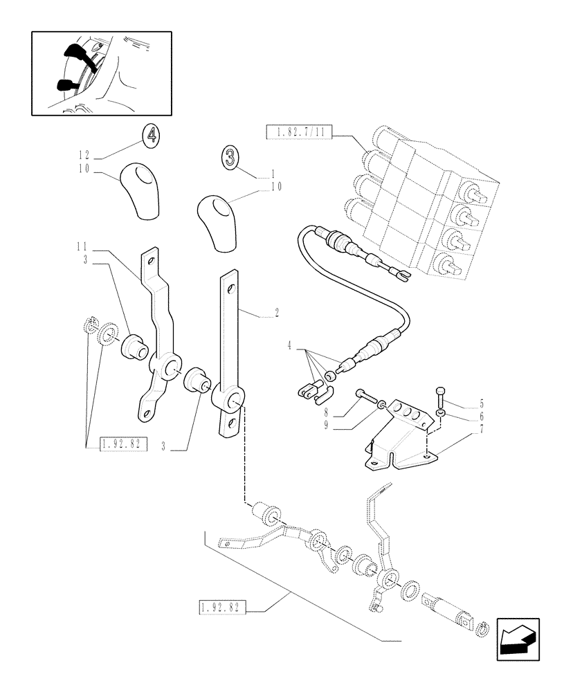 Схема запчастей Case IH JX1085C - (1.92.82/10[02]) - (VAR.165) 4 REAR REMOTE VALVES FOR MDC - LEVERS (10) - OPERATORS PLATFORM/CAB