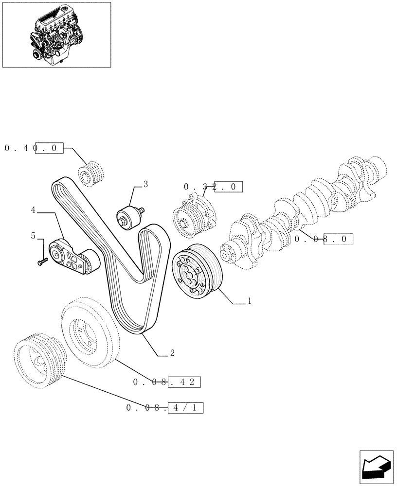 Схема запчастей Case IH F2BE0684A B003 - (0.08.4[01]) - PULLEY - CRANHSHAFT (504036951) 