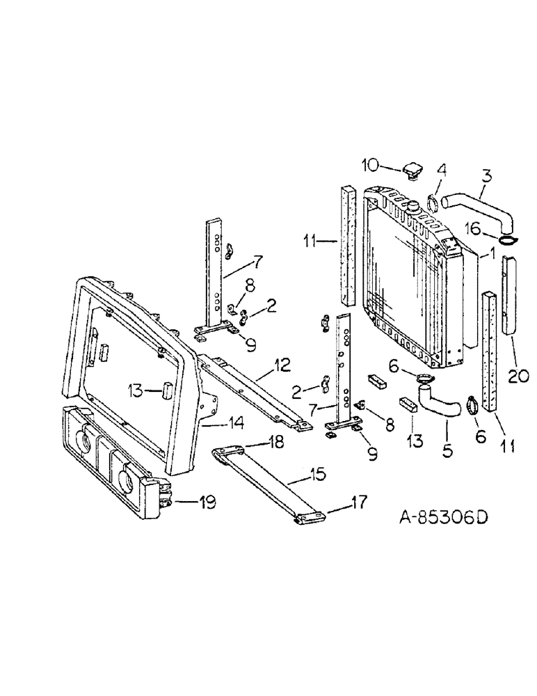 Схема запчастей Case IH 4186 - (06-03) - COOLING, RADIATOR, SUPPORTS, GASKETS, GRILLE SUPPORT AND BOLSTER Cooling