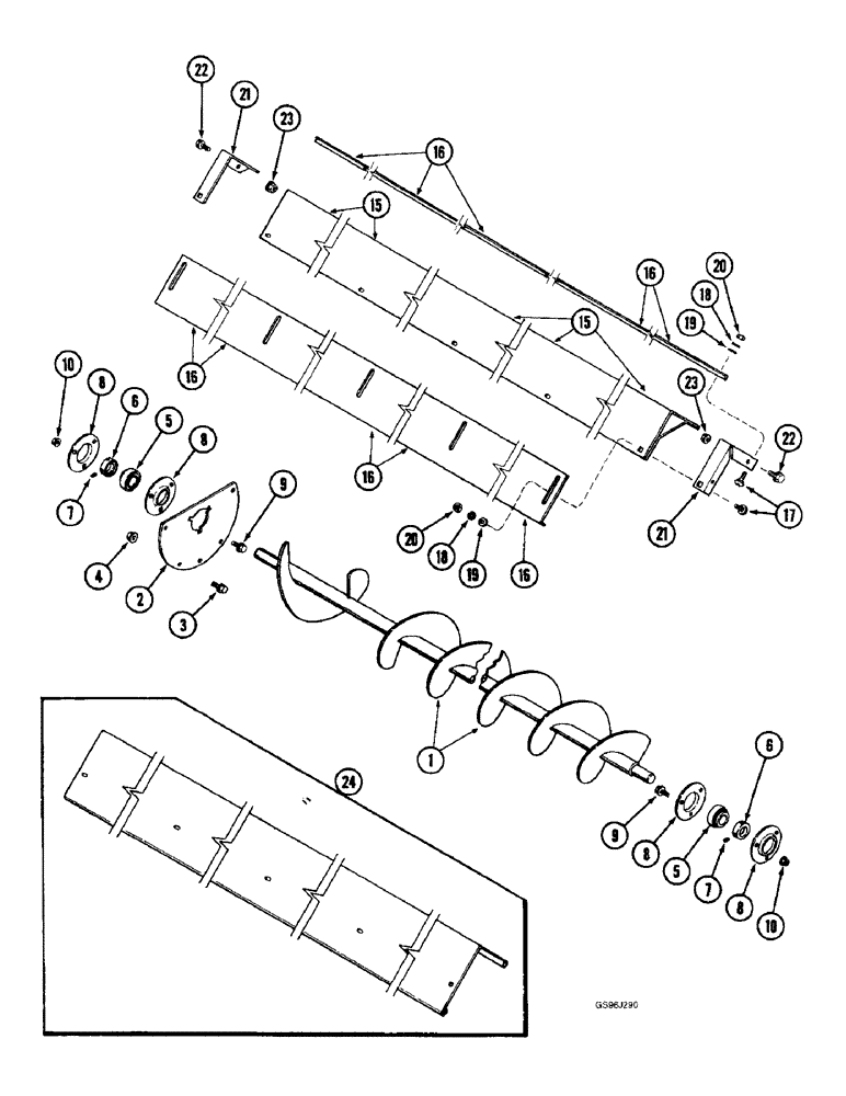 Схема запчастей Case IH 1660 - (9E-08) - BOTTOM AUGERS, GRAIN TANK (17) - GRAIN TANK & UNLOADER