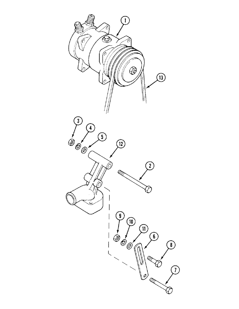 Схема запчастей Case IH 1394 - (9-494) - AIR CONDITIONING COMPRESSOR, TRACTORS WITH CAB (09) - CHASSIS/ATTACHMENTS