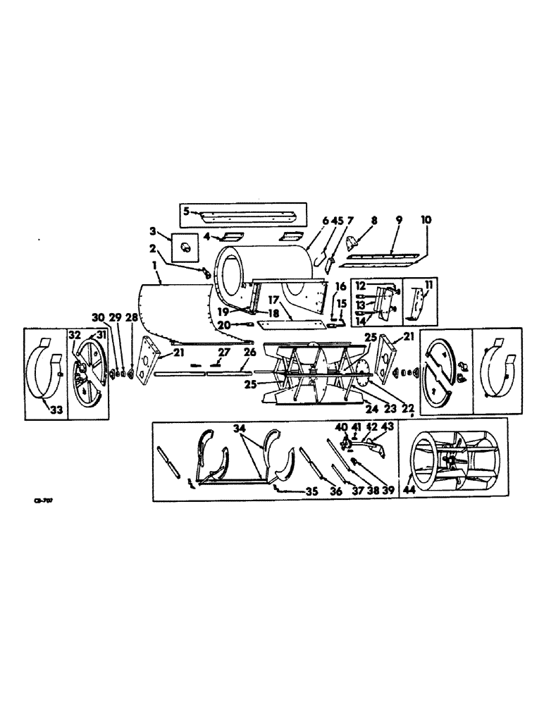 Схема запчастей Case IH 403 - (071) - FAN AND FAN HOUSING, SEPARATOR FAN ROTARY SCREEN ATTACHMENT (74) - CLEANING