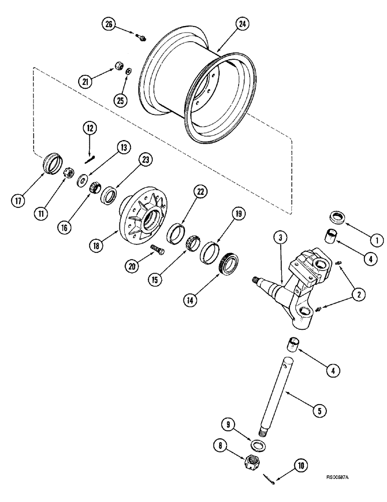 Схема запчастей Case IH 1680 - (5-22) - STEERING KNUCKLE, HUB AND WHEELS (04) - STEERING