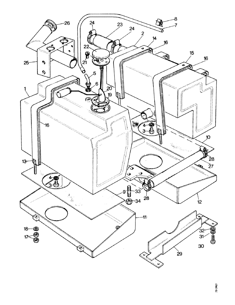 Схема запчастей Case IH 1490 - (B03-1) - FUEL TANKS, LOW PROFILE MODEL (02) - COOLING & FUEL SYSTEMS