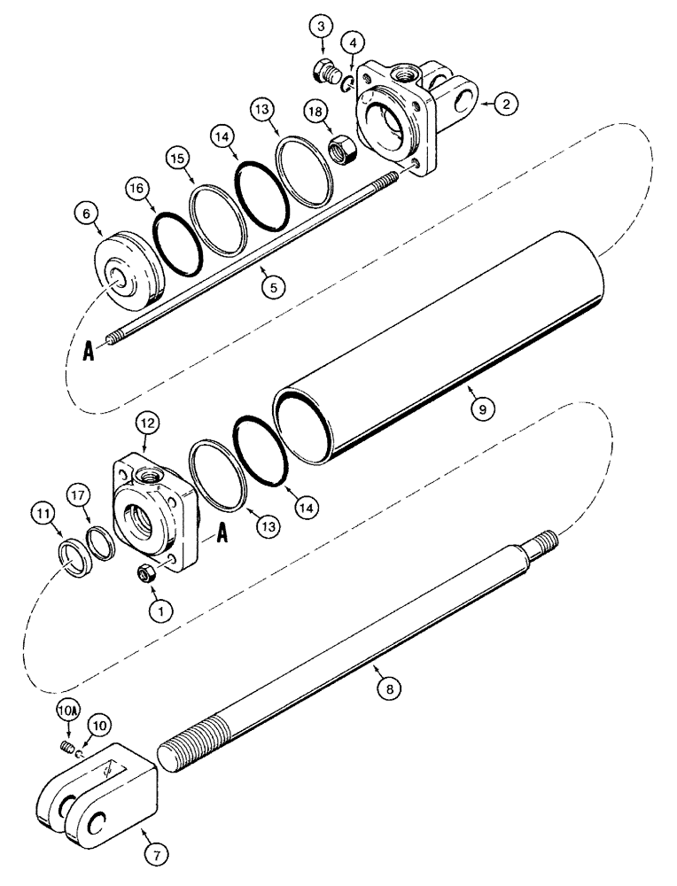 Схема запчастей Case IH 770 - (08-30) - TRANSPORT LIFT CYLINDER - 1272149C91, TIE BOLT TYPE, 3-1/2 INCH ID (08) - HYDRAULICS