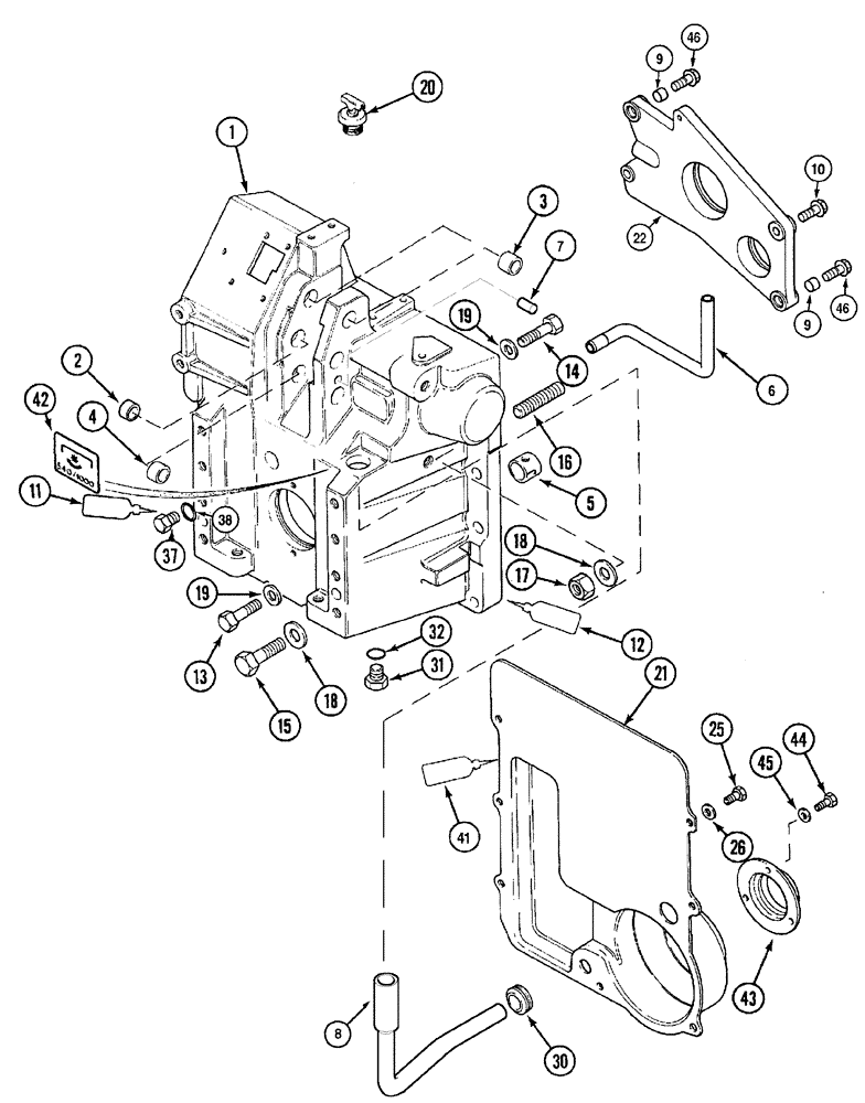 Схема запчастей Case IH MX80C - (06-25) - P.T.O. HOUSING AND OIL BAFFLE, N.A. ONLY (06) - POWER TRAIN