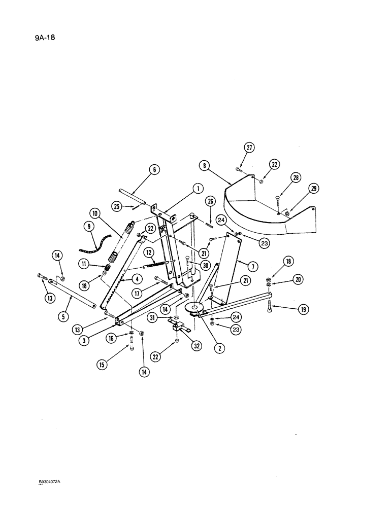 Схема запчастей Case IH 1250 - (9A-018) - AUGER FEEDER, SUPPORT AND PIVOT ASSEMBLY, 1250 MACHINES, P.I.N. 7001 AND AFTER (09) - CHASSIS ATTACHMENTS