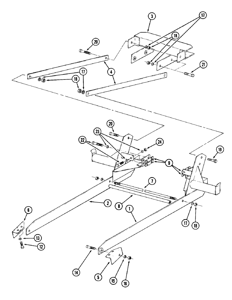 Схема запчастей Case IH 7QA - (9-10) - MOUNTING SUPPORTS AND RAILS, 7QA LOADER (09) - CHASSIS/ATTACHMENTS