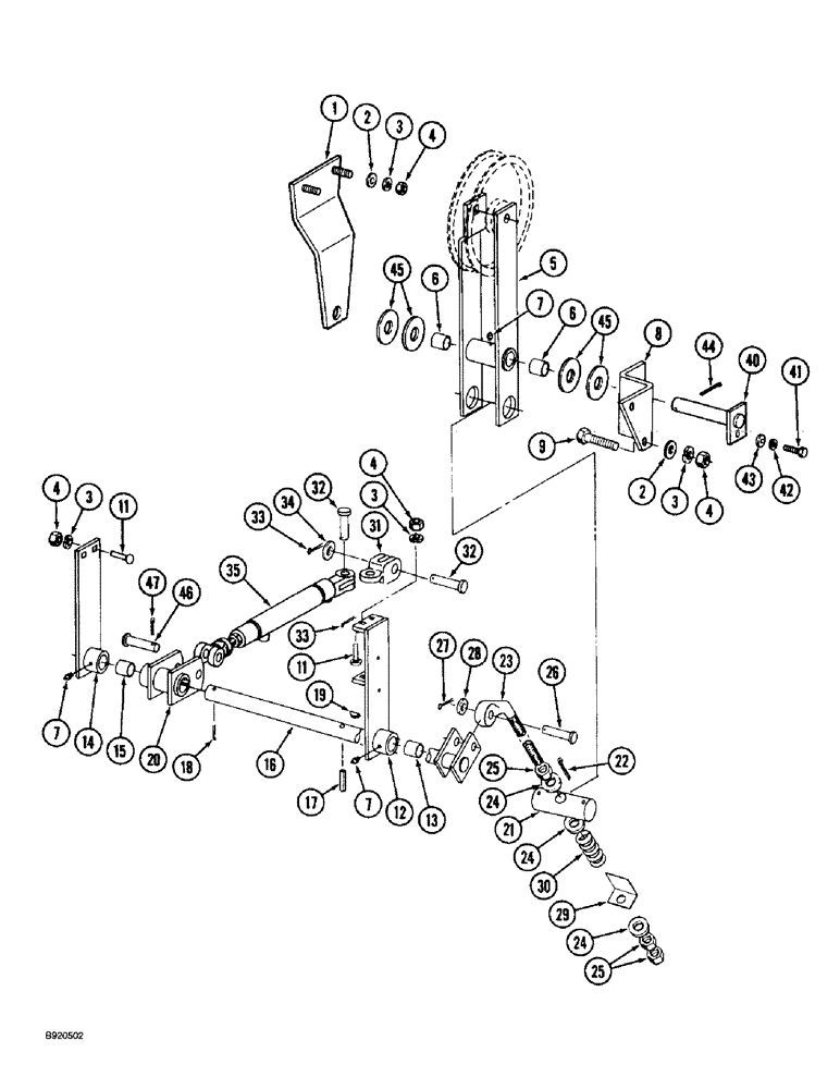 Схема запчастей Case IH 2044 - (9C-20) - REAR FAN PULLEY LINKAGE, USED WITH 8 INCH DIAMETER IDLER PULLEY (15) - HANDLING SYSTEM