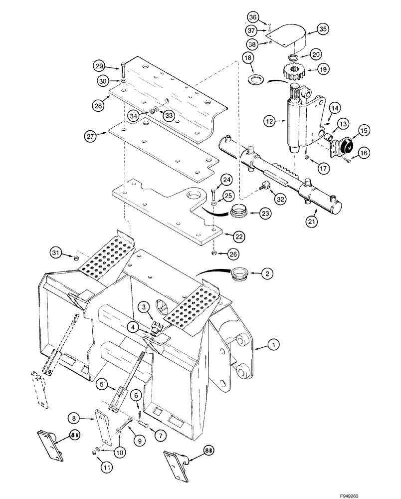 Схема запчастей Case IH 1840 - (09-55) - BACKHOE FRAME - SWING TOWER (D100 OR D100XR) (09) - CHASSIS/ATTACHMENTS