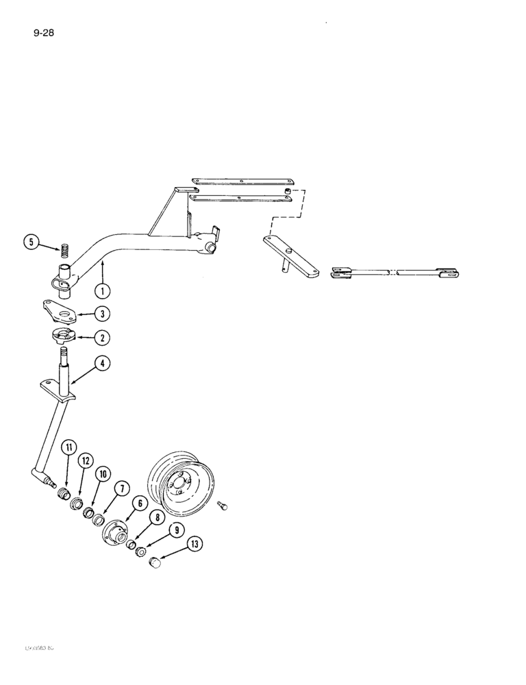 Схема запчастей Case IH 770 - (9-28) - REAR FURROW WHEEL AND LINKAGE 