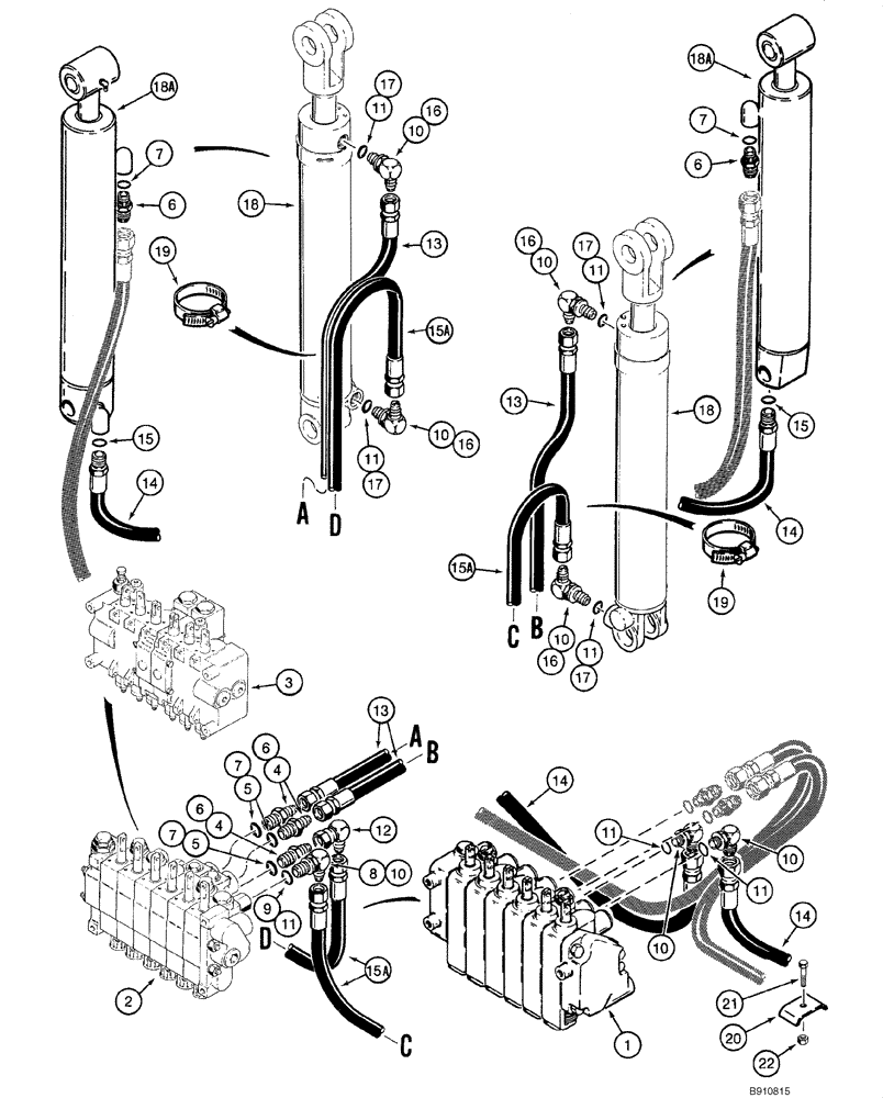 Схема запчастей Case IH 1845C - (08-35) - HYDRAULIC SYSTEM - STABILIZER CYLINDER (NORTH AMERICA), D100, D100XR (08) - HYDRAULICS