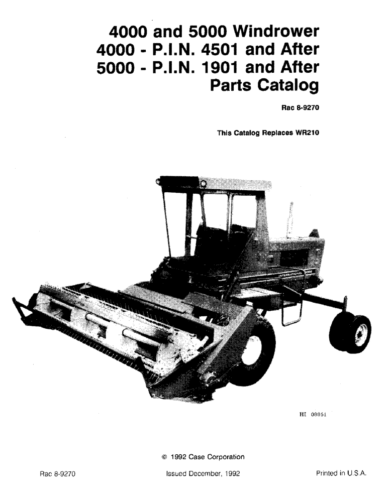 Схема запчастей Case IH 4000 - (1-01) - 4000 AND 5000 WINDROWER, 4000-P.I.N. 4501 AND AFTER 5000-P.I.N. 1901 AND AFTER PARTS CATALOG (00) - PICTORIAL INDEX
